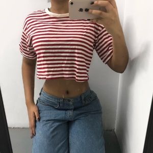 Forever 21 Striped Crop Top - Red and White